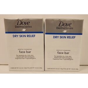 Dove Derma‎ Series Dry Skin Relief Gentle Cleansing Face Bar 2 Pack 3.52 oz
